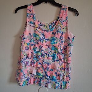 Source Unknown Multicolor Floral Tank Top